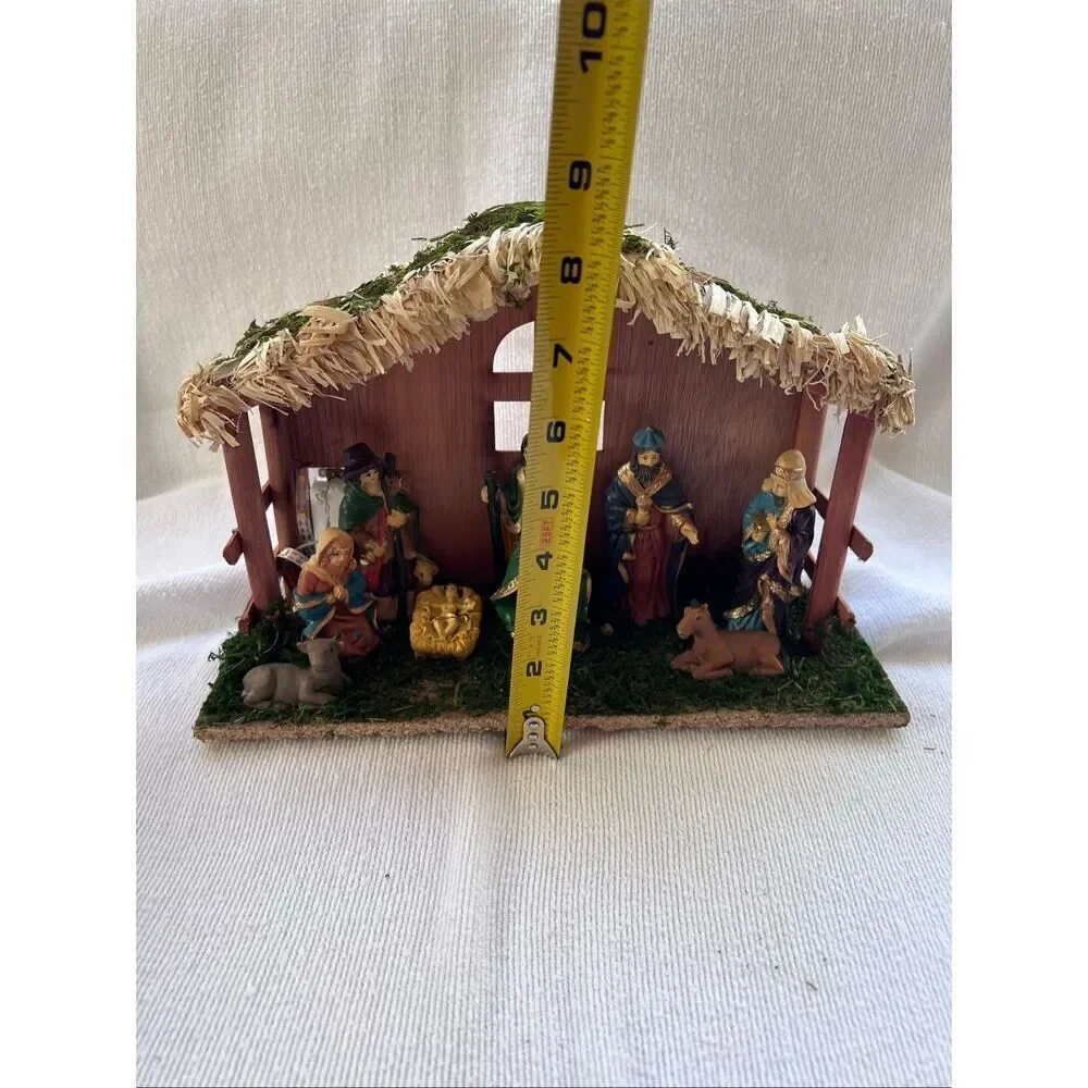Lighted Christmas Nativity Set, Nativity Sets for Christmas Indoor w/Wooden Stal